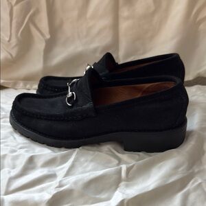 Gucci Black Suede Horsebit Loafers